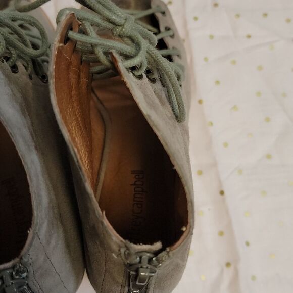 Jeffery Campbell Cors Taupe Suede Lace Peep Toe Booties Size 8 - Picture 5 of 9